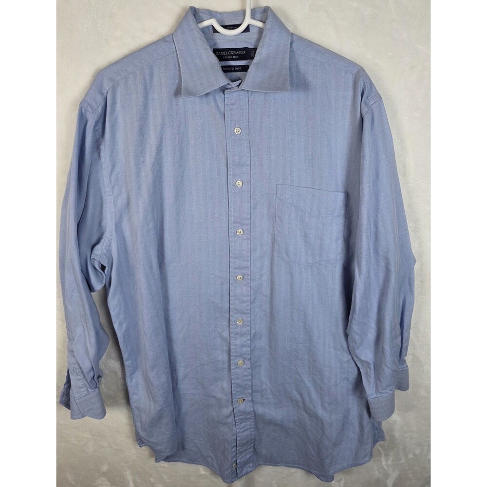 Daniel Cremieux Men's 17 - 33 Blue Shirt with Pinstripes